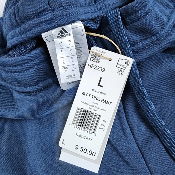 Adidas Tiro Large FT Pant in Crew Navy NWT - Picture 4 of 6
